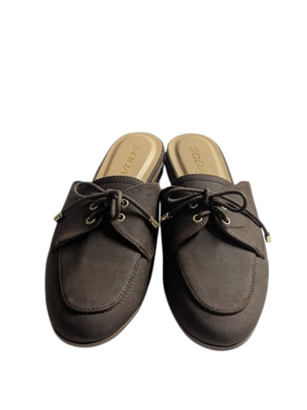 Soda Womens Brown Vegan Suede Lace Up Tassel Moc Slip On Mules Size 7.5 NWOB